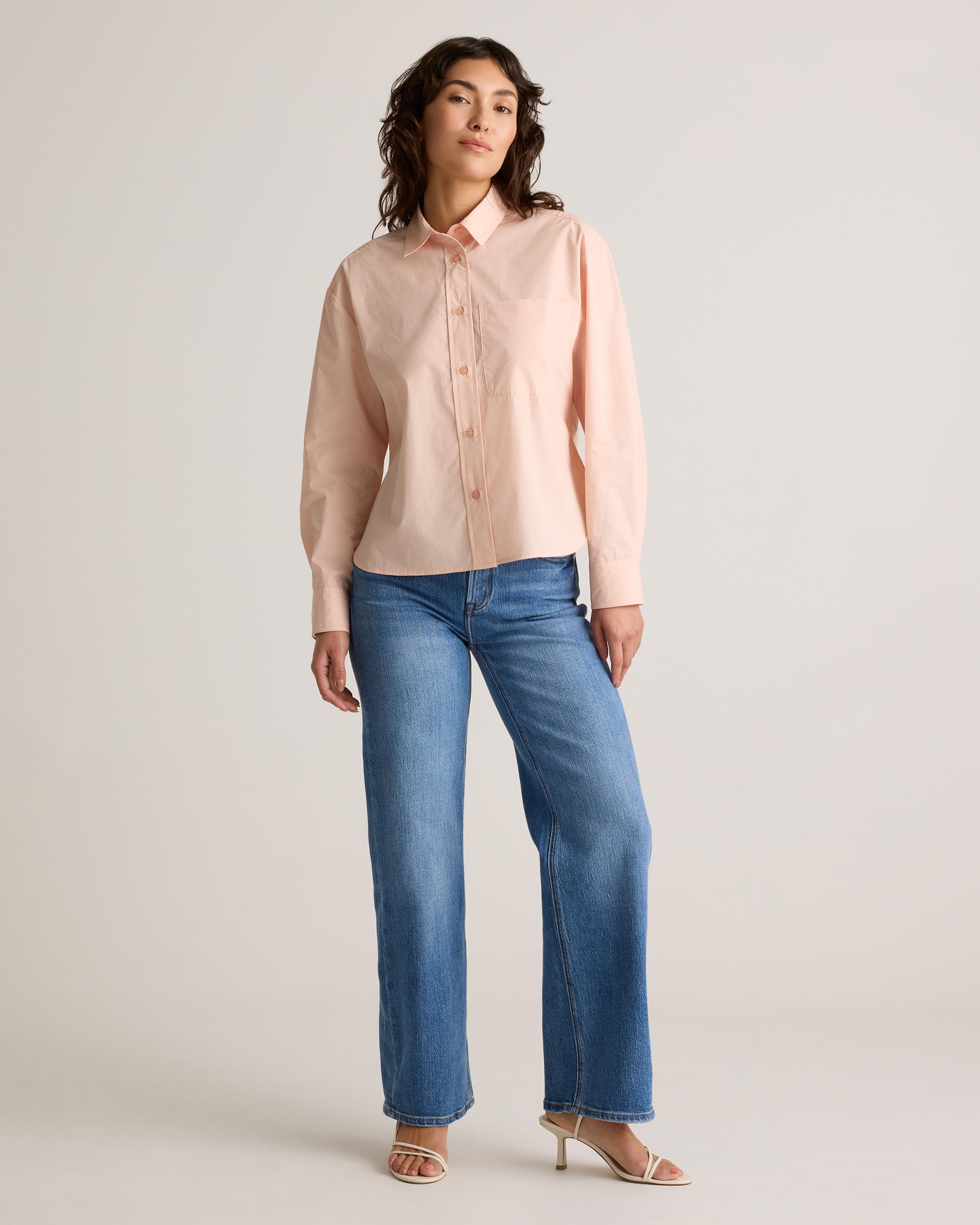 Quince | Women's Poplin Cropped Long Sleeve Shirt Size XS, Organic Cotton Product Image