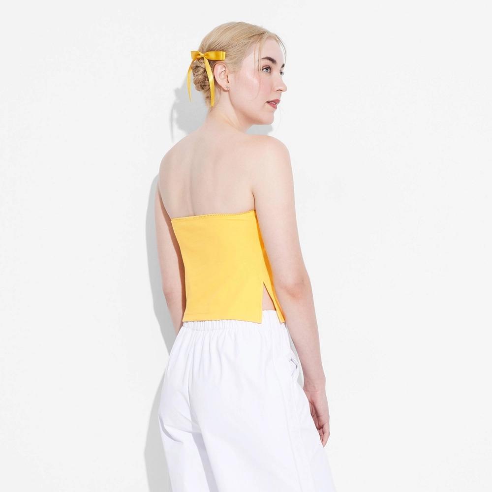 Womens Game Day Ribbed Tube Top - Wild Fable Yellow XL Product Image