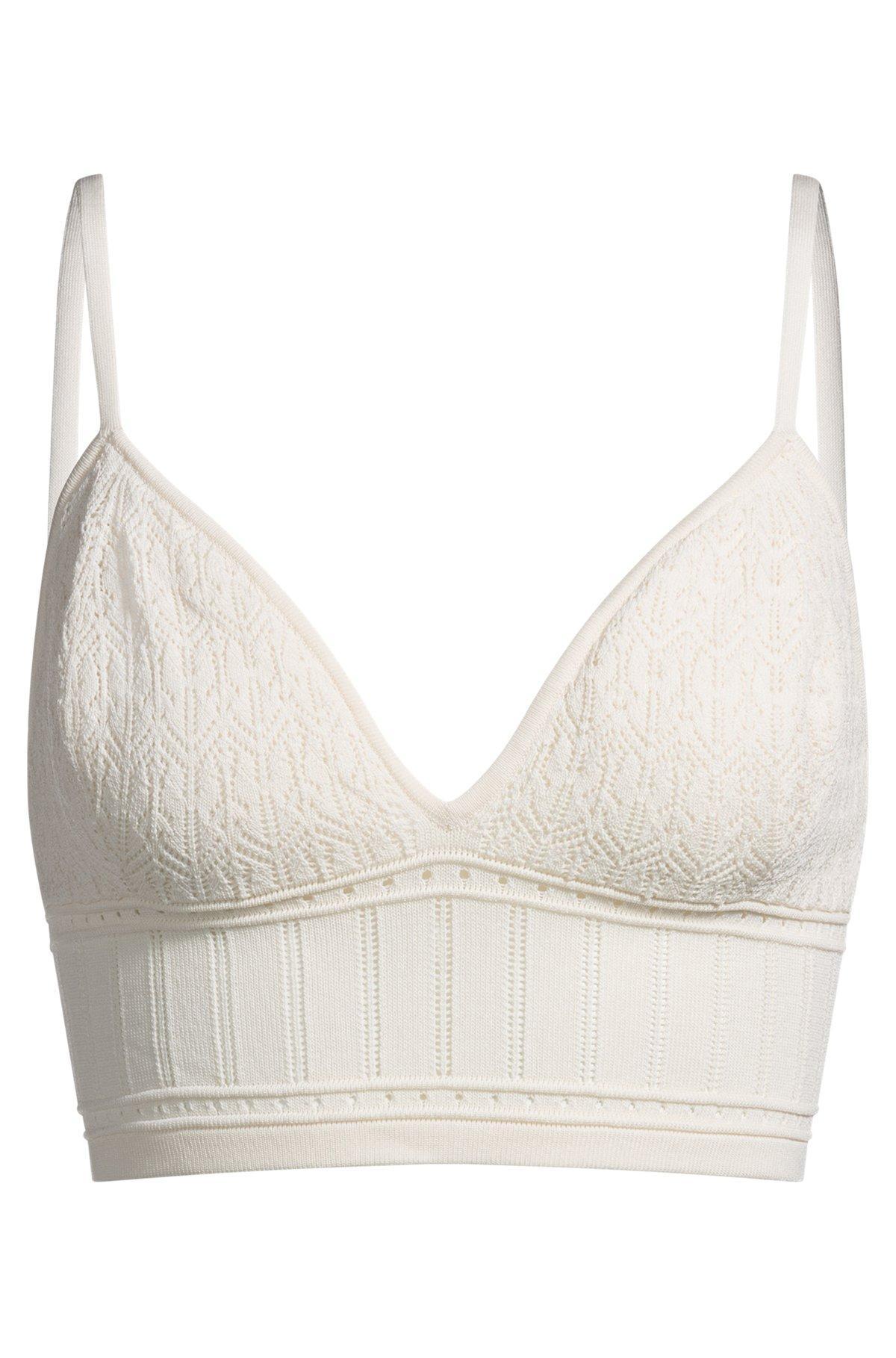 BOSS - Knitted top in stretch fabric with mixed structures - White Product Image