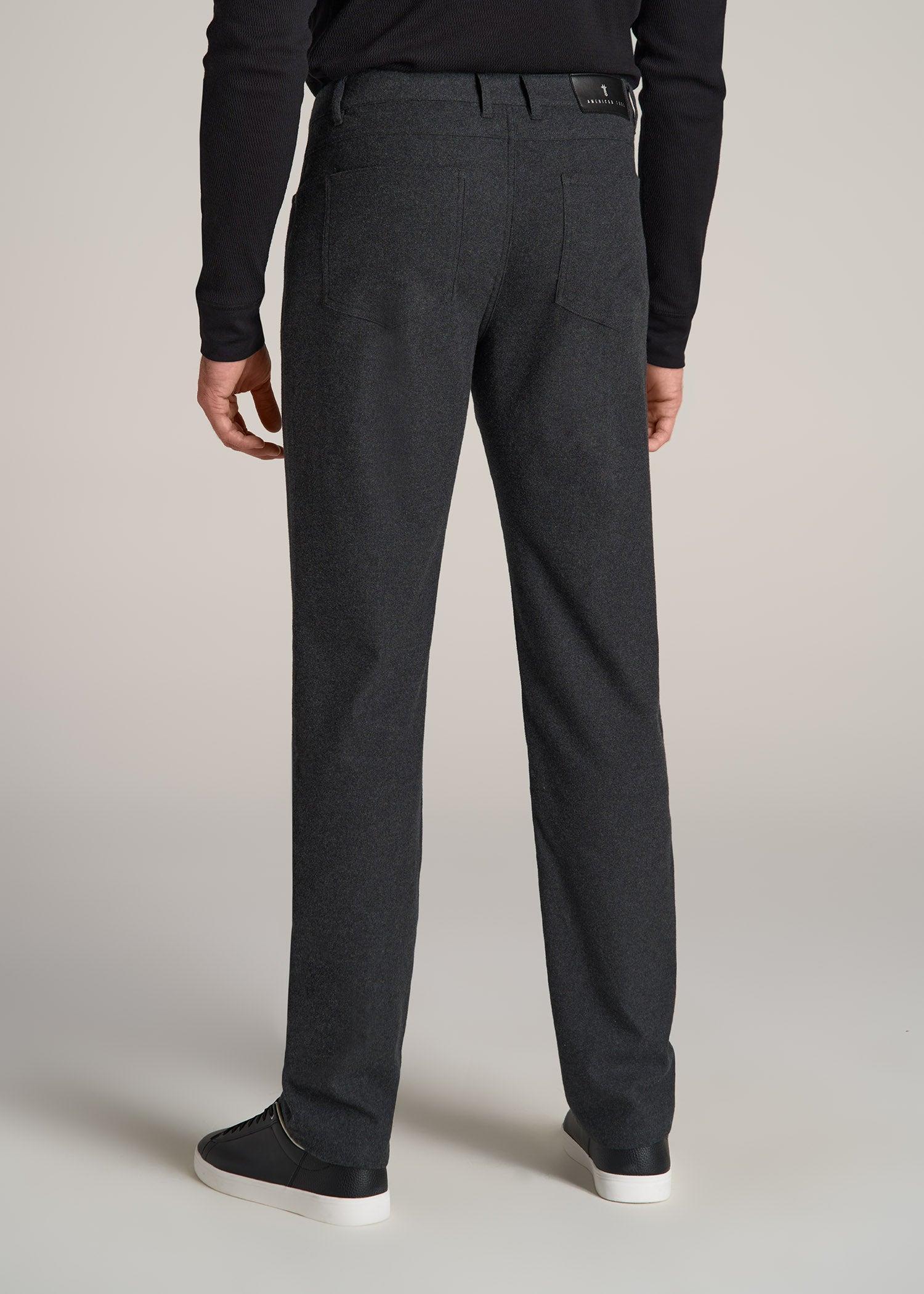TAPERED-FIT Stretch Flannel 5 Pocket Pants for Tall Men in Storm Grey Mix Product Image