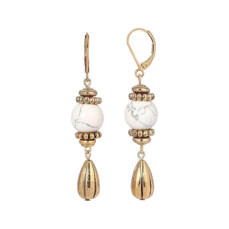 1928 Gold-Tone Semi-Precious Drop Earrings, Womens, Yellow Product Image