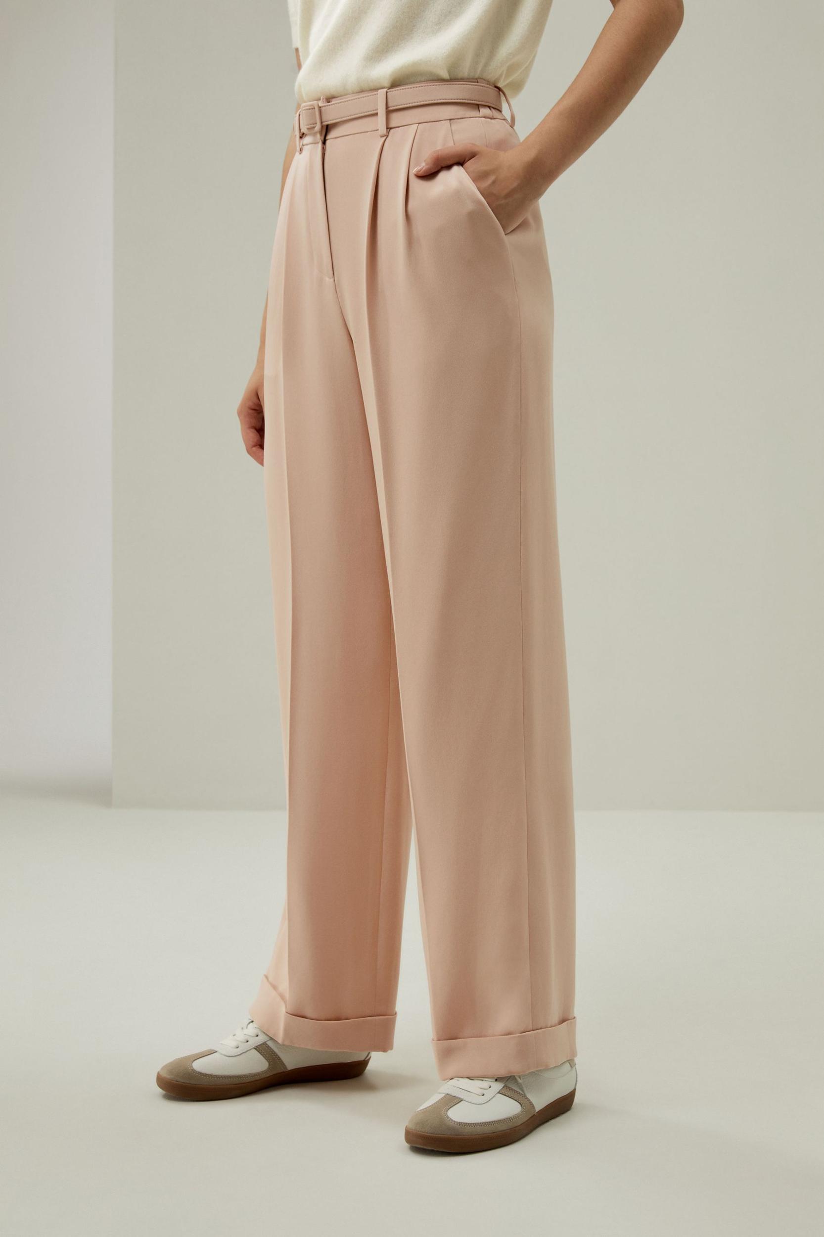 Mahogany Rose Silk Straight-Leg Trousers Product Image