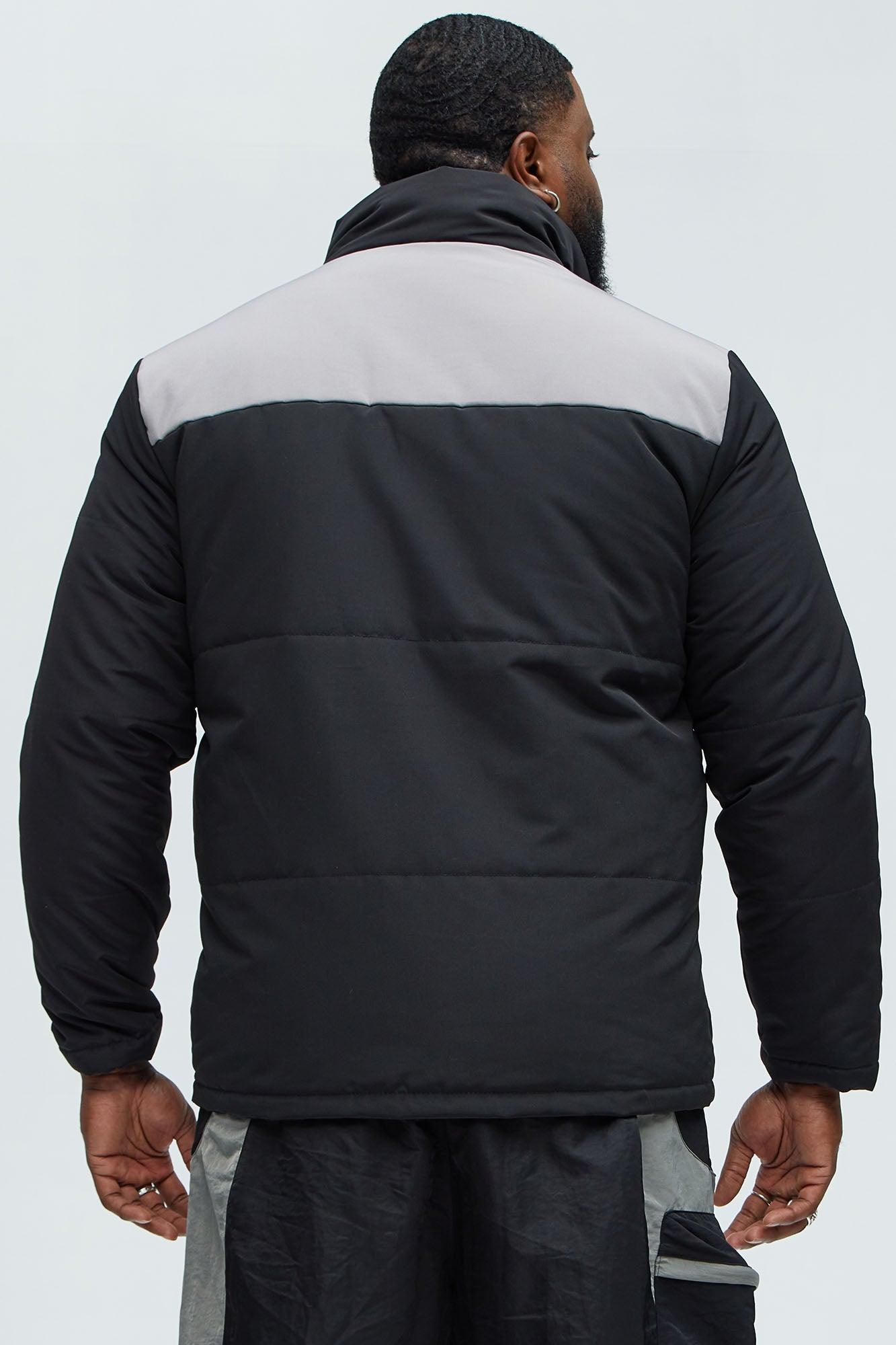 With The Flow 4 Pocket Midweight Puffer Jacket - Black/Grey Product Image