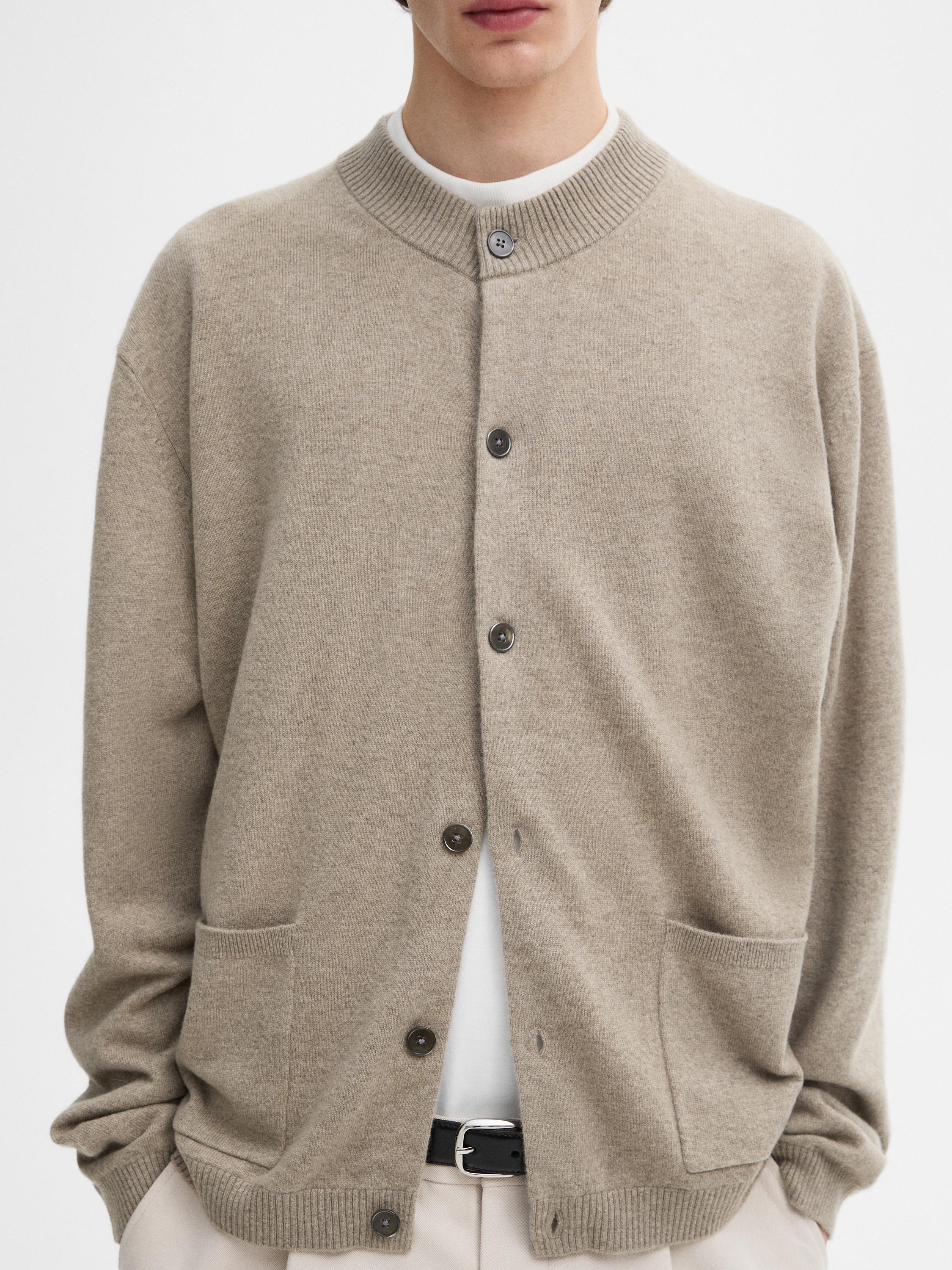 100% cashmere bomber cardigan · Mink, Navy Blue · Sweaters And Cardigans | Massimo Dutti Product Image