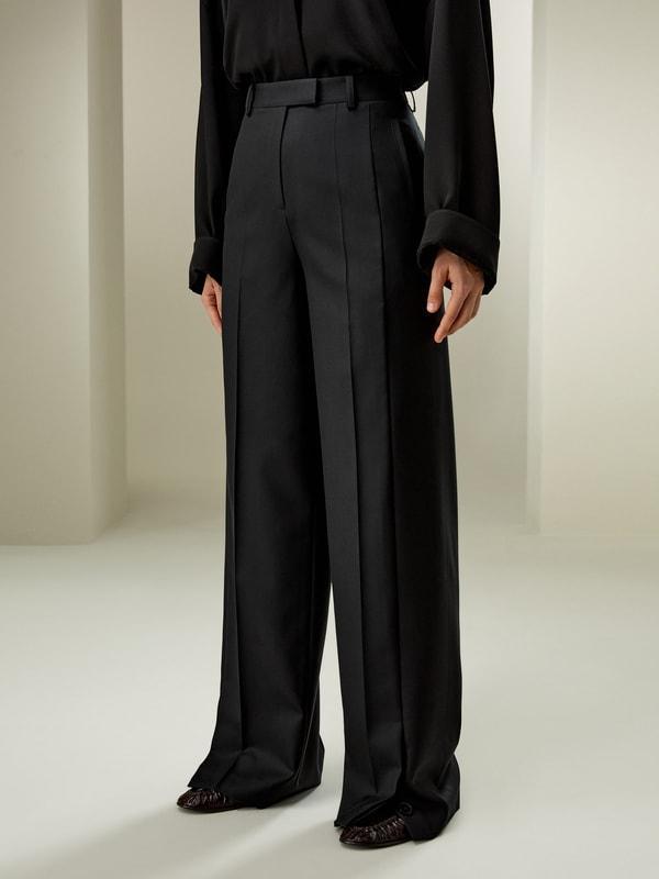 Wool Silk Blend Straight Pants Product Image