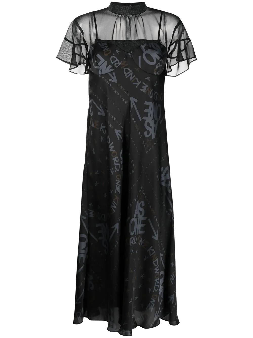 SACAI X Eric Haze Logo Print Dress In Black Product Image