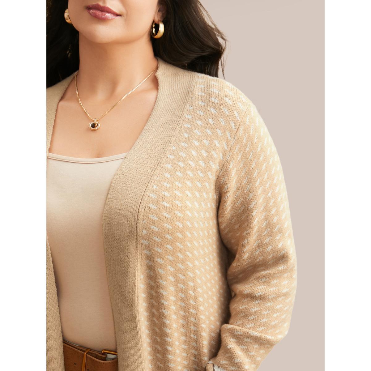 Plus Size Supersoft Essentials Bandana Geometric Pocket Cardigan Tan Women Casual Loose Long Sleeve Everyday Cardigans BloomChic 10/M Product Image