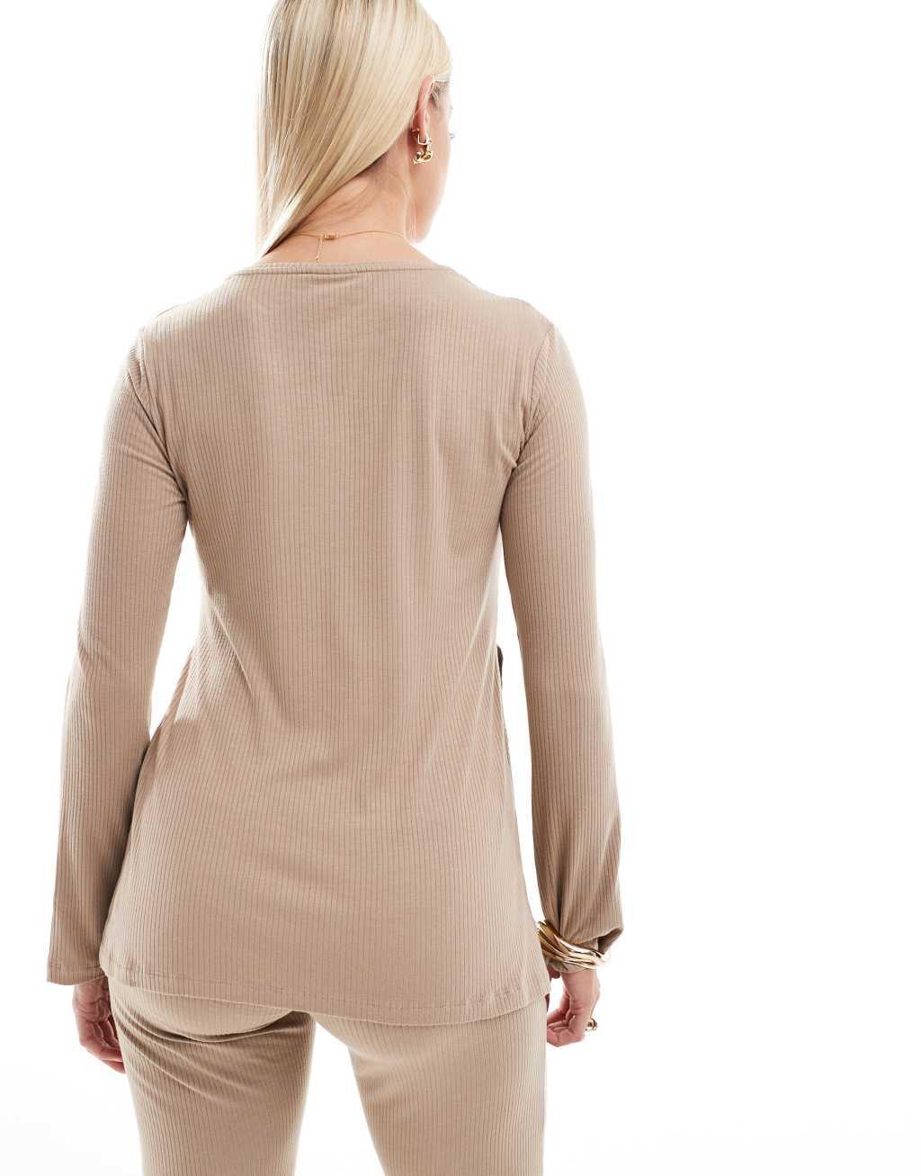 Mamalicious Maternity split seam top in beige - part of a set Product Image