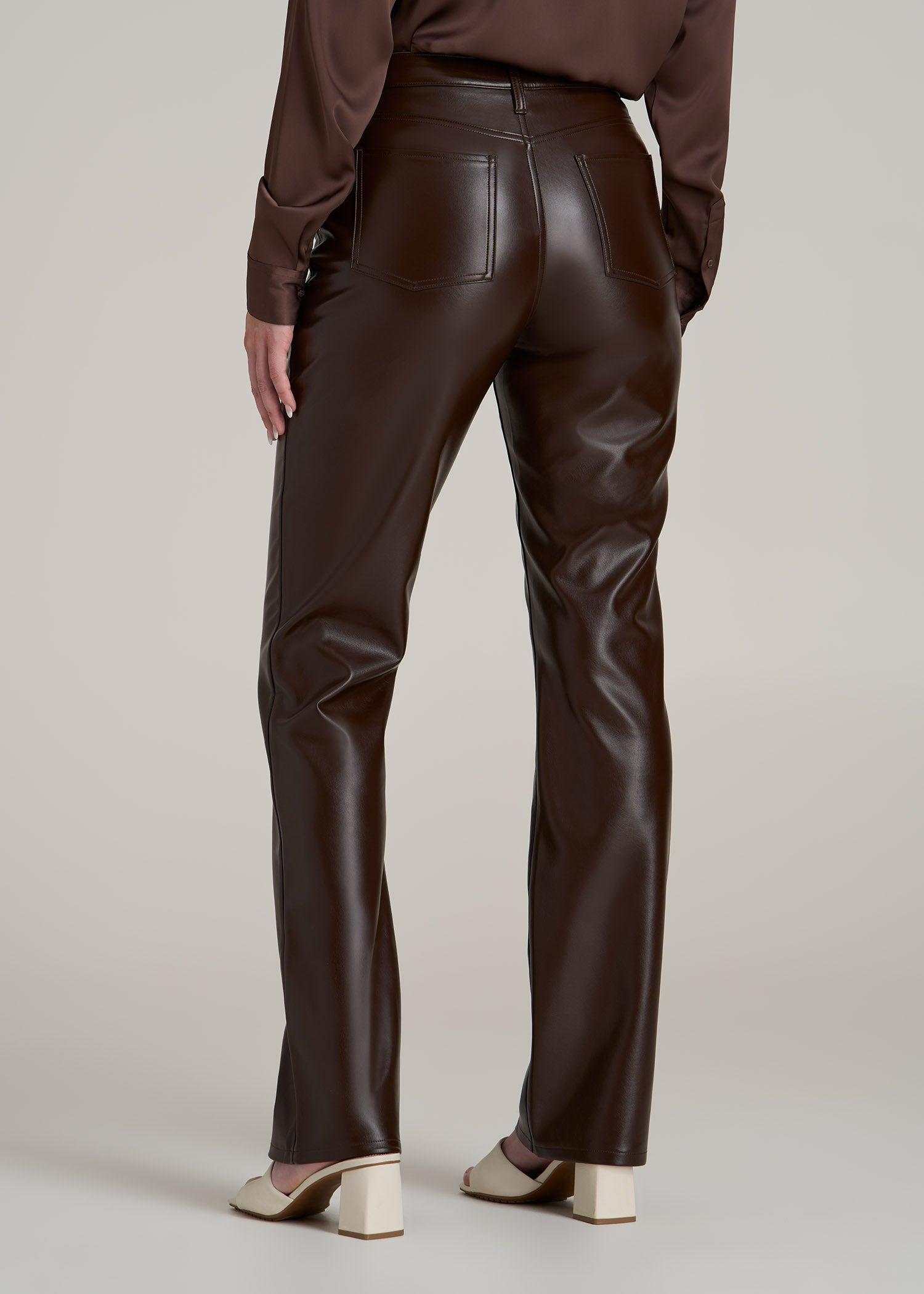 Faux Leather Straight Leg Pants for Tall Women in Espresso Product Image