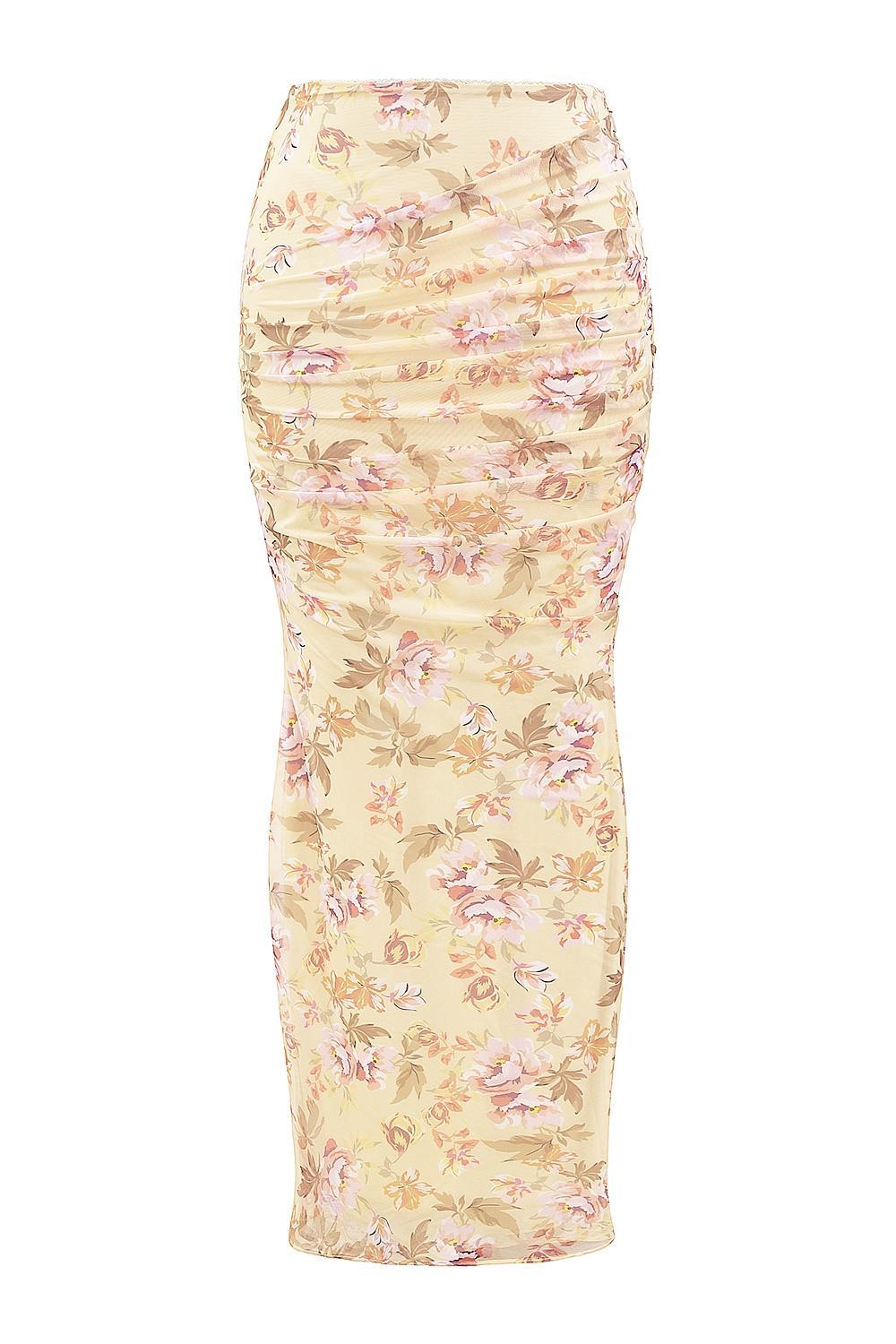 Cassidy  honeyflower print fluted hem maxi skirt Product Image