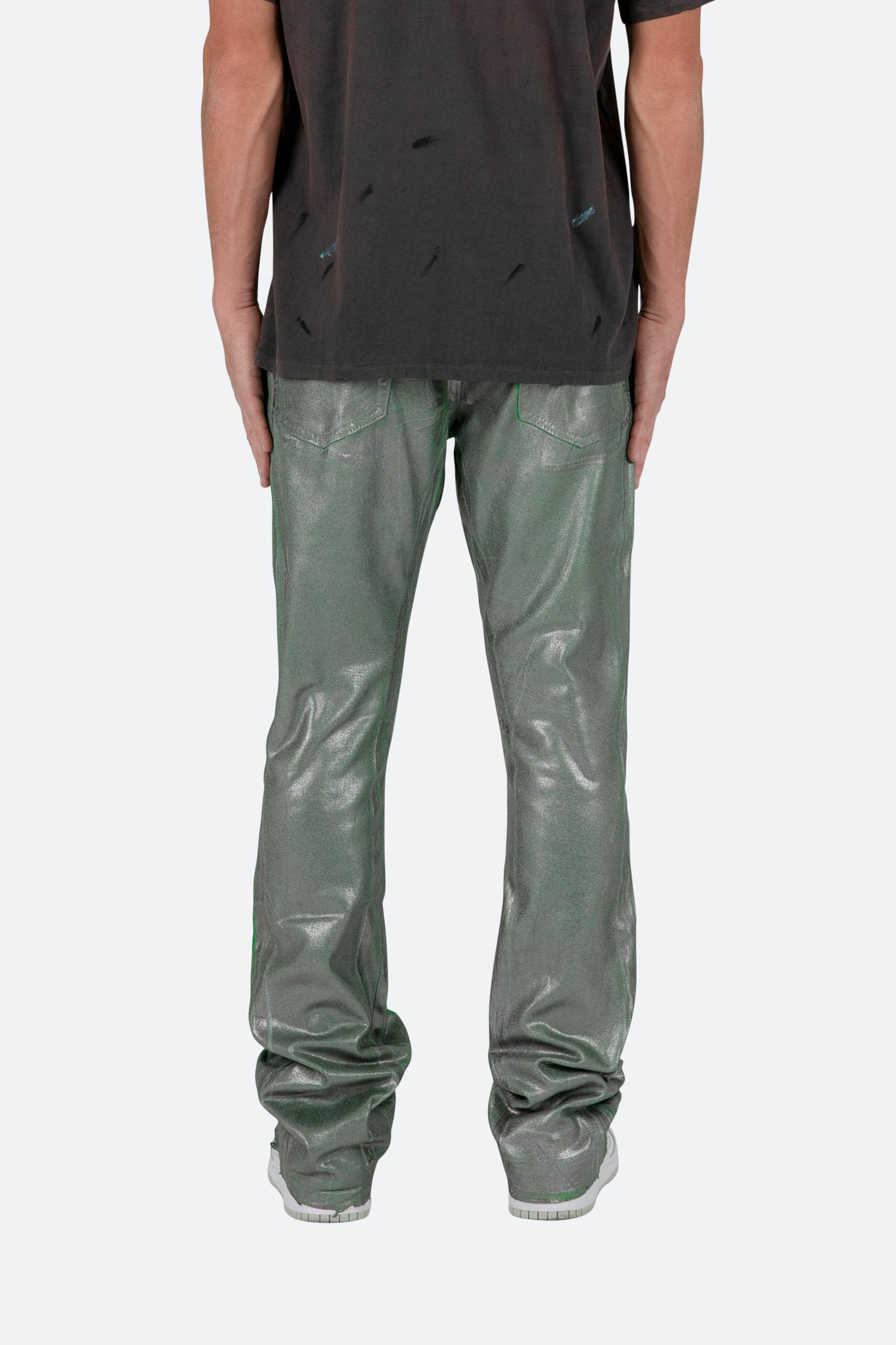 B427 Metallic Flare Denim - Green Product Image