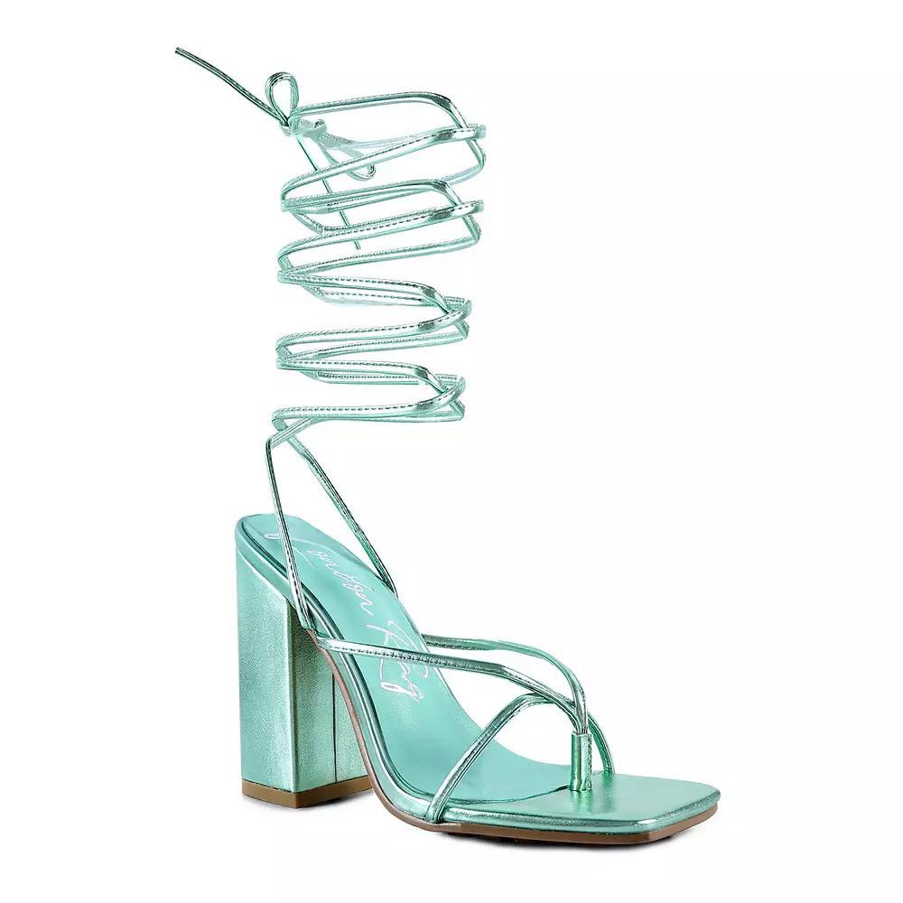 London Rag Shewolf Women's Lace-Up High Heel Sandals, Size: 7, Rose Gold Product Image
