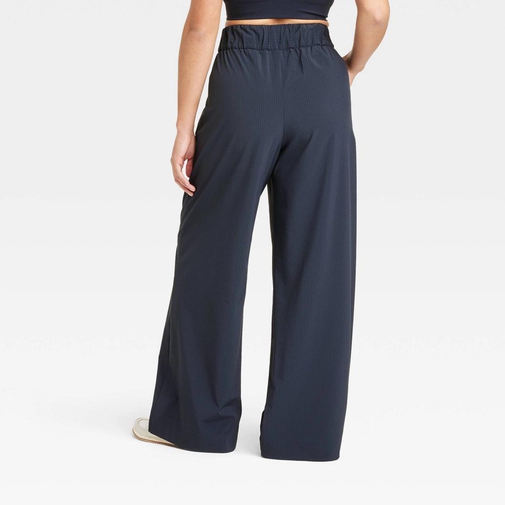 Women's Woven High-Rise Seersucker Wide Leg Pants - All In Motion™ Navy Blue XS: Moisture Wicking, UPF 50+ Product Image