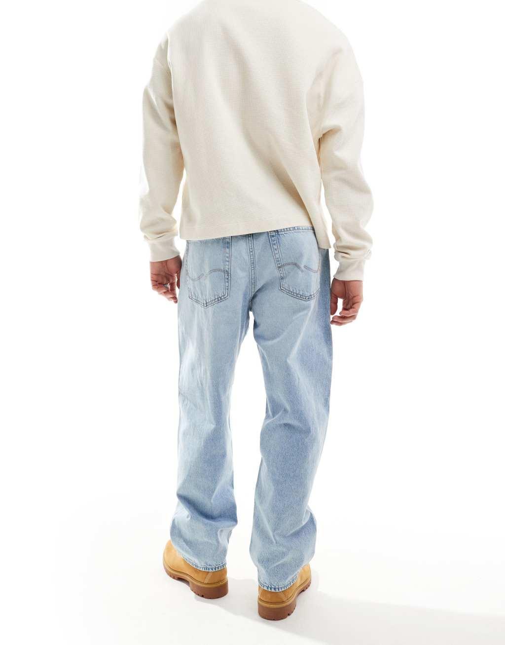 Jack & Jones alex baggy jeans in light blue wash  Product Image