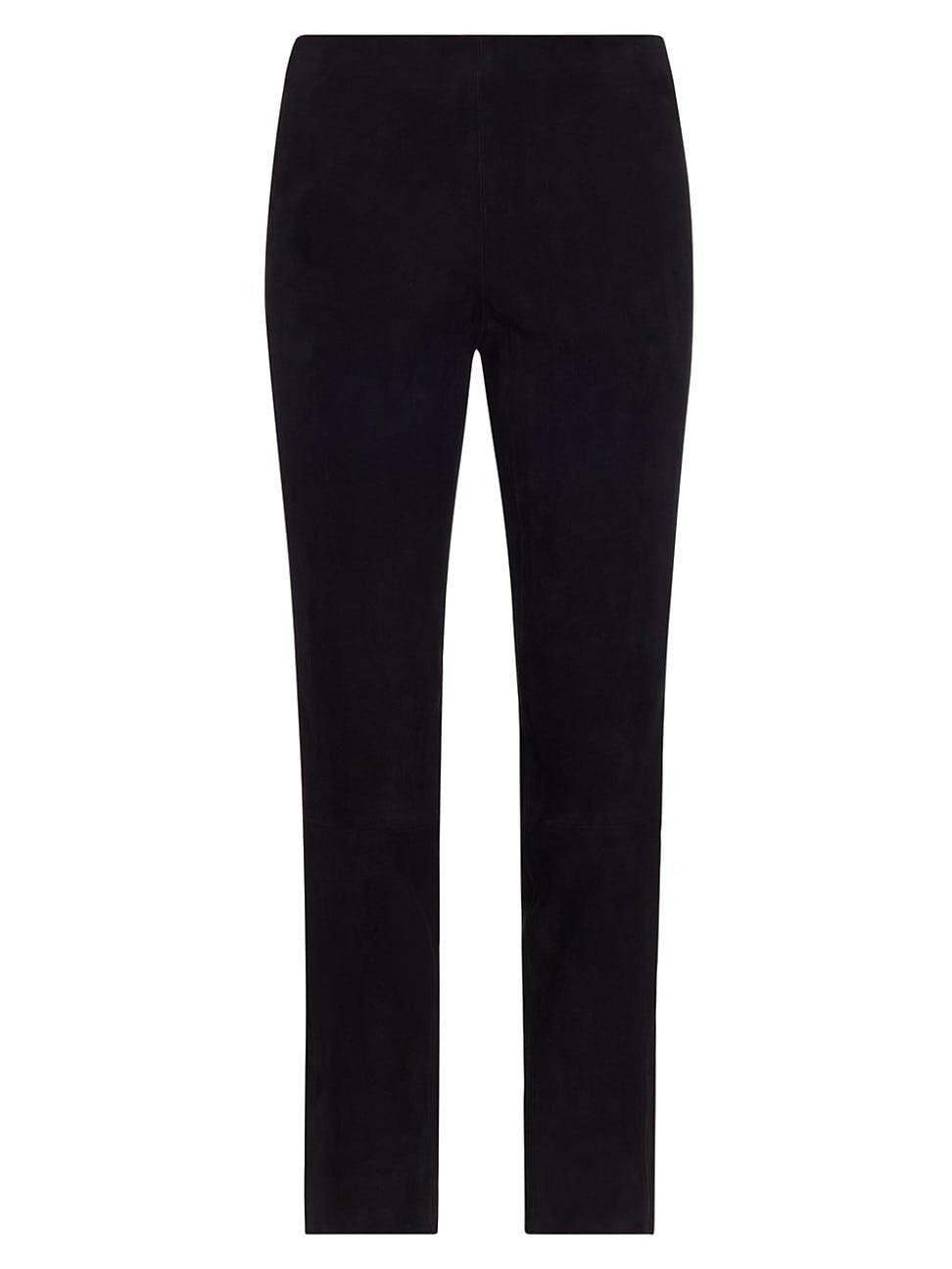 Stretch-Suede Split Hem Crop Pants Product Image