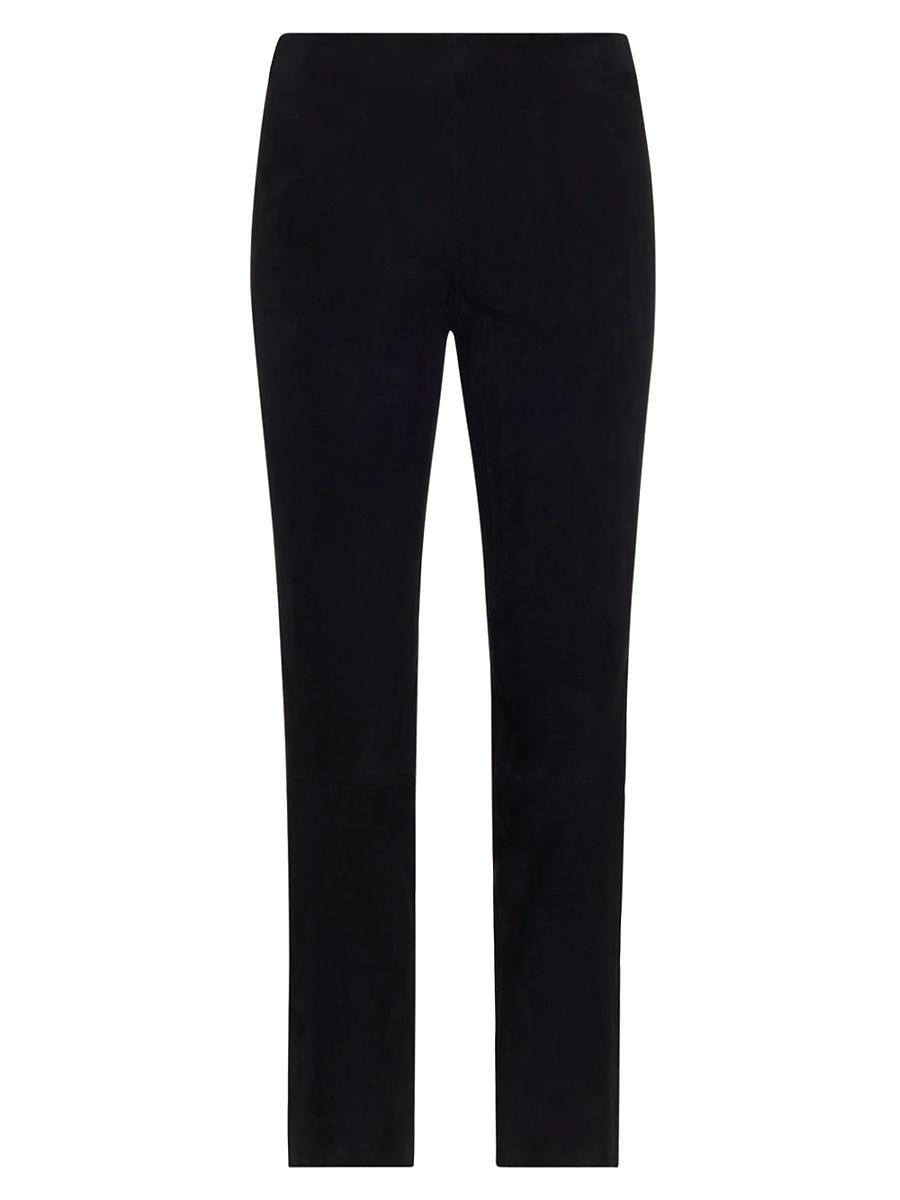 Stretch-Suede Split Hem Crop Pants Product Image