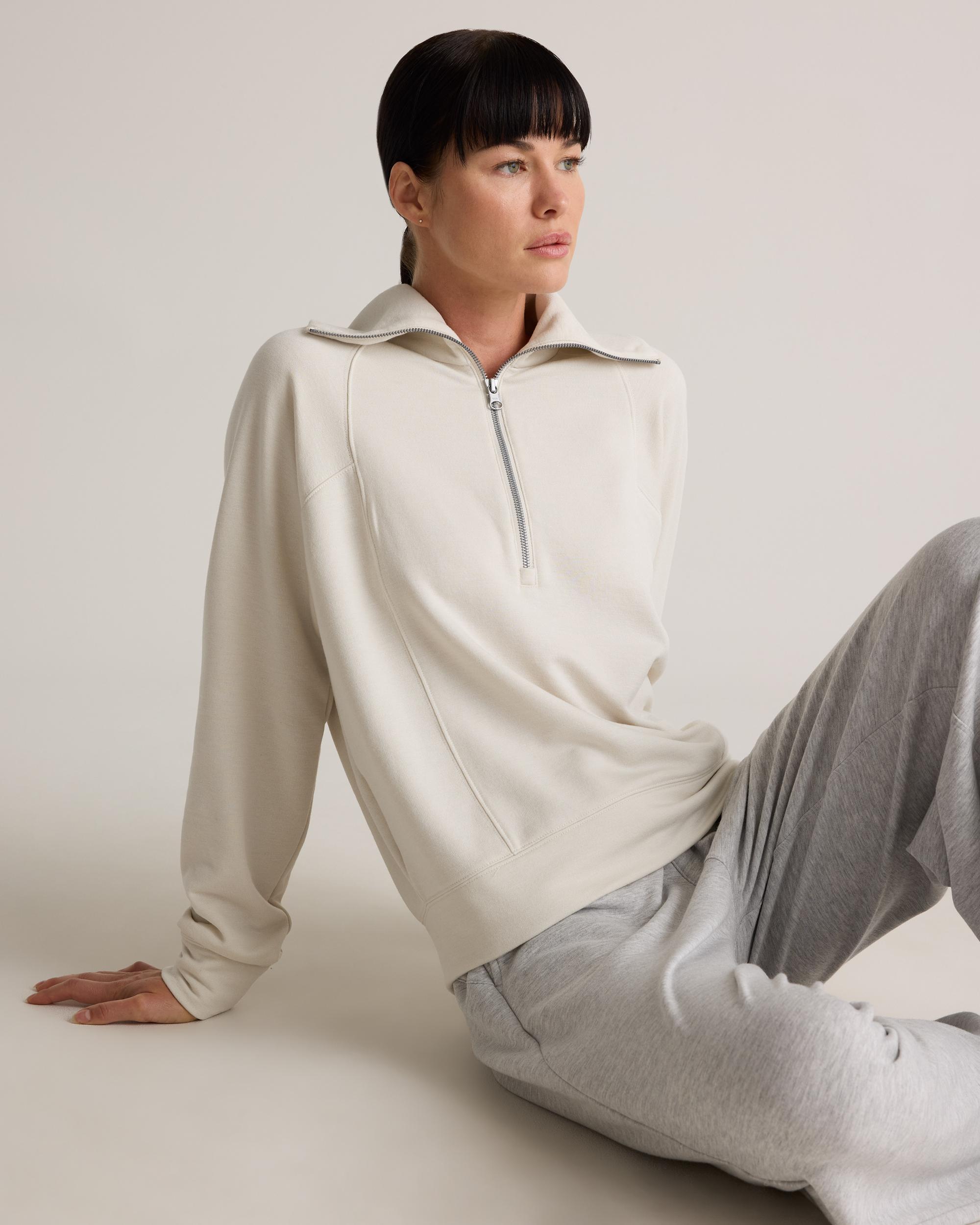 Quince | Women's SuperSoft Fleece Half Zip Size XS, Lenzing Modal Product Image