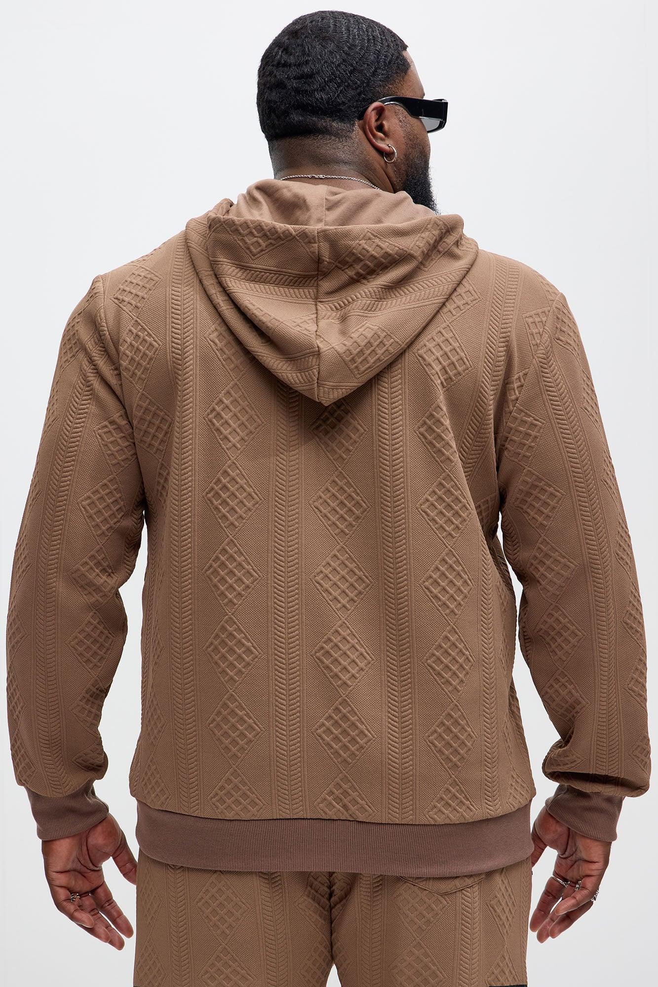 Practical Quarter Zip Hoodie - Brown Product Image