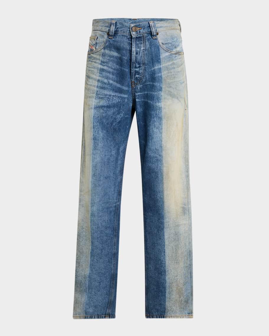 Mens Two-Tone Straight-Leg Jeans Product Image