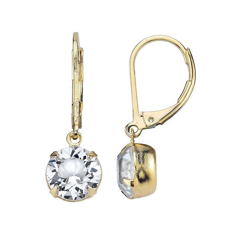 1928 Crystal Double Drop Earrings, Womens, Gold Tone Product Image