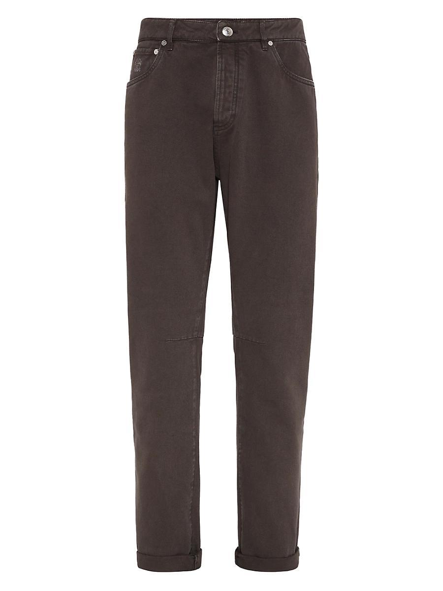 Mens Garment Dyed Leisure Fit Five Pocket Jeans in Denim Product Image