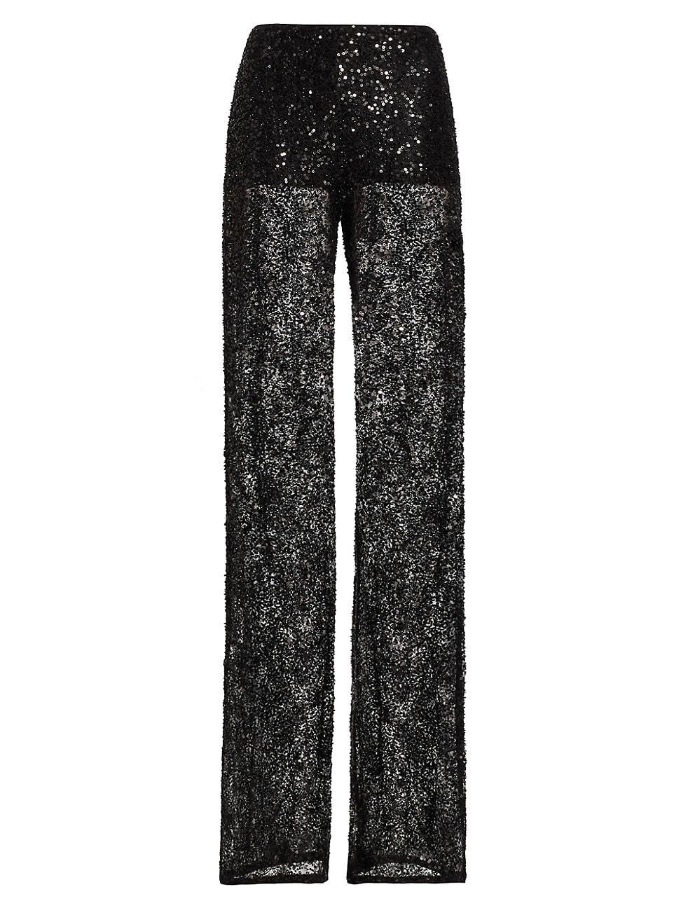 Womens Lennon Sheer Embroidered Pants Product Image
