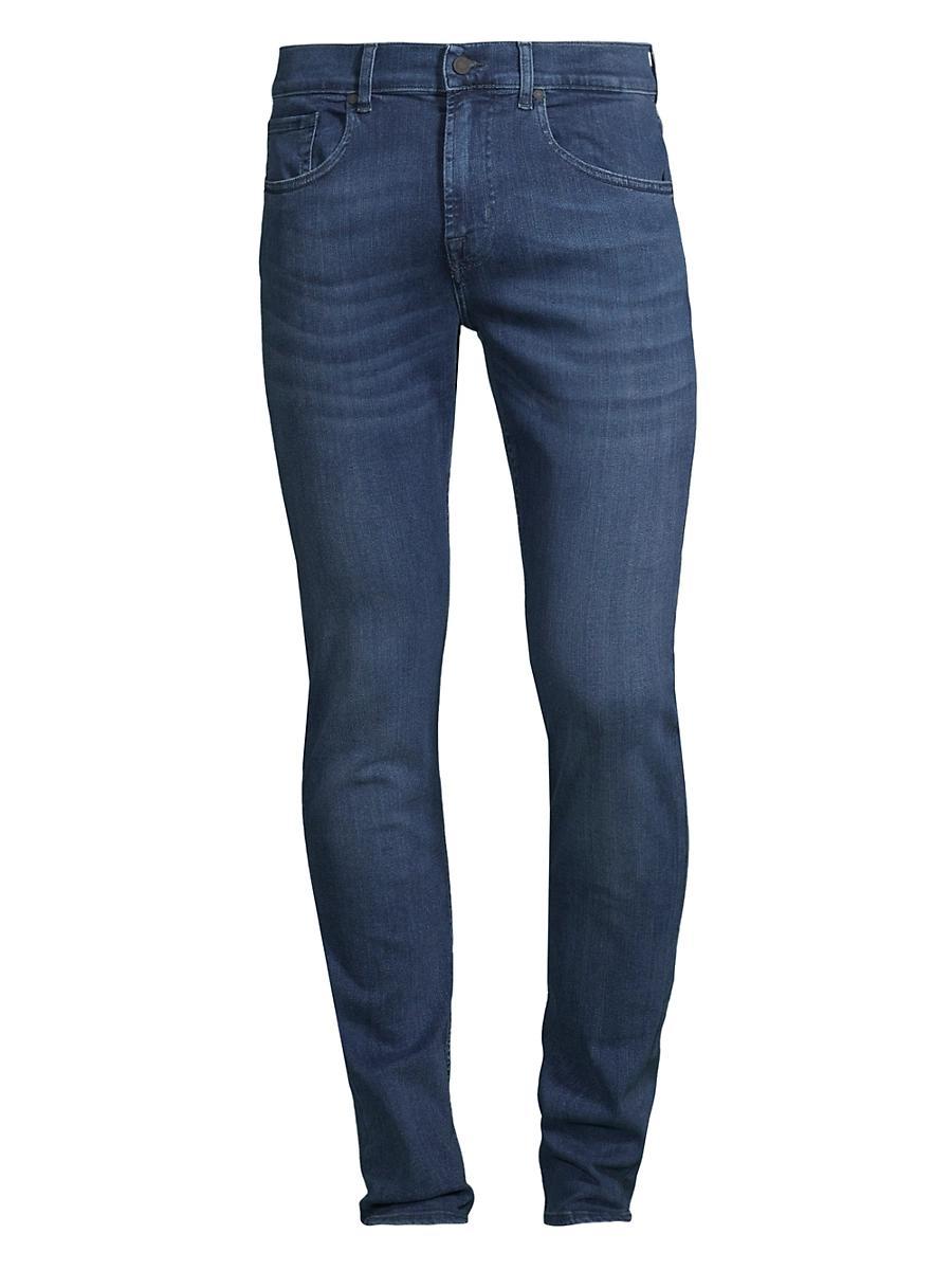 7 For All Mankind Luxe Performance Plus Slimmy Tapered Slim Fit Jeans in Mid Blue Product Image