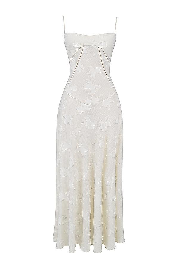 Seren Vintage Cream Floral Lace Back Maxi Dress Product Image