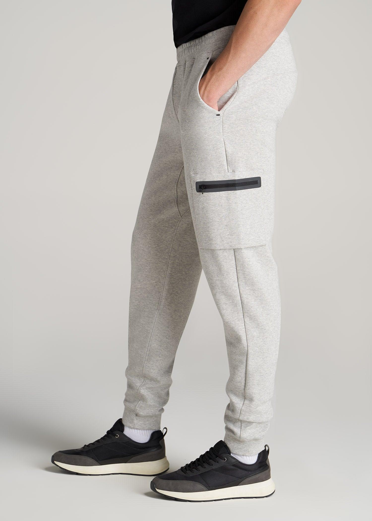 Utility Fleece Cargo Joggers for Tall Men in Grey Mix Product Image