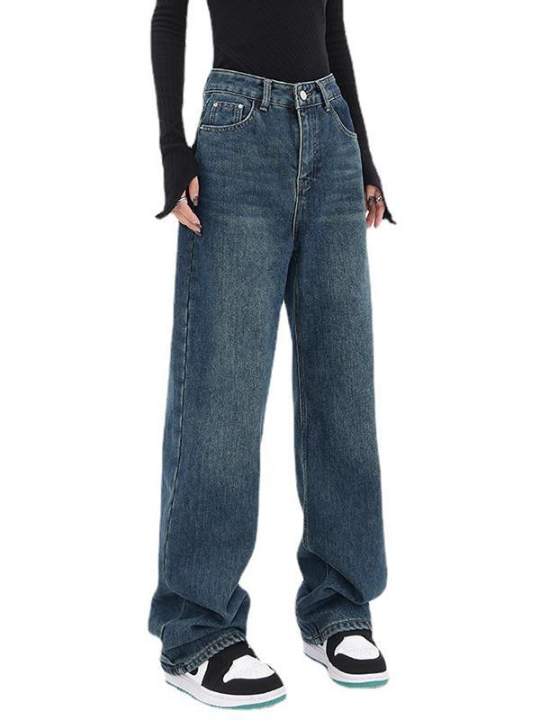 Vintage Blue Button Back Boyfriend Jeans Product Image