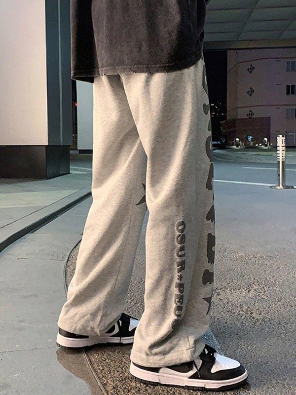 Men's Letter Star Graphic Loose Sweatpants Product Image