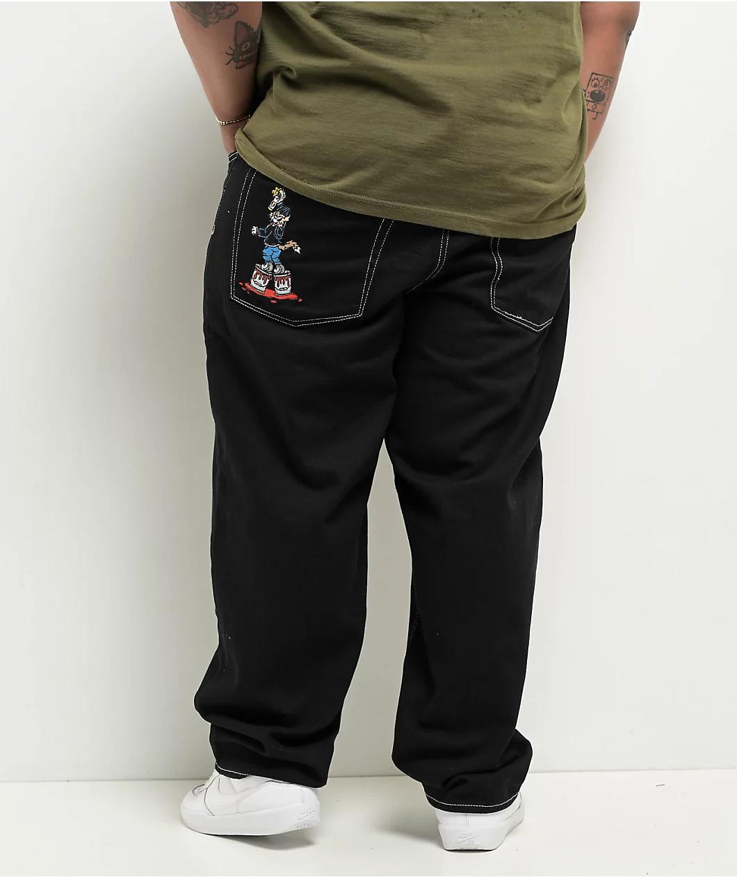 Empyre Graffiti Cat Black Ultra Loose Skate Jeans Product Image