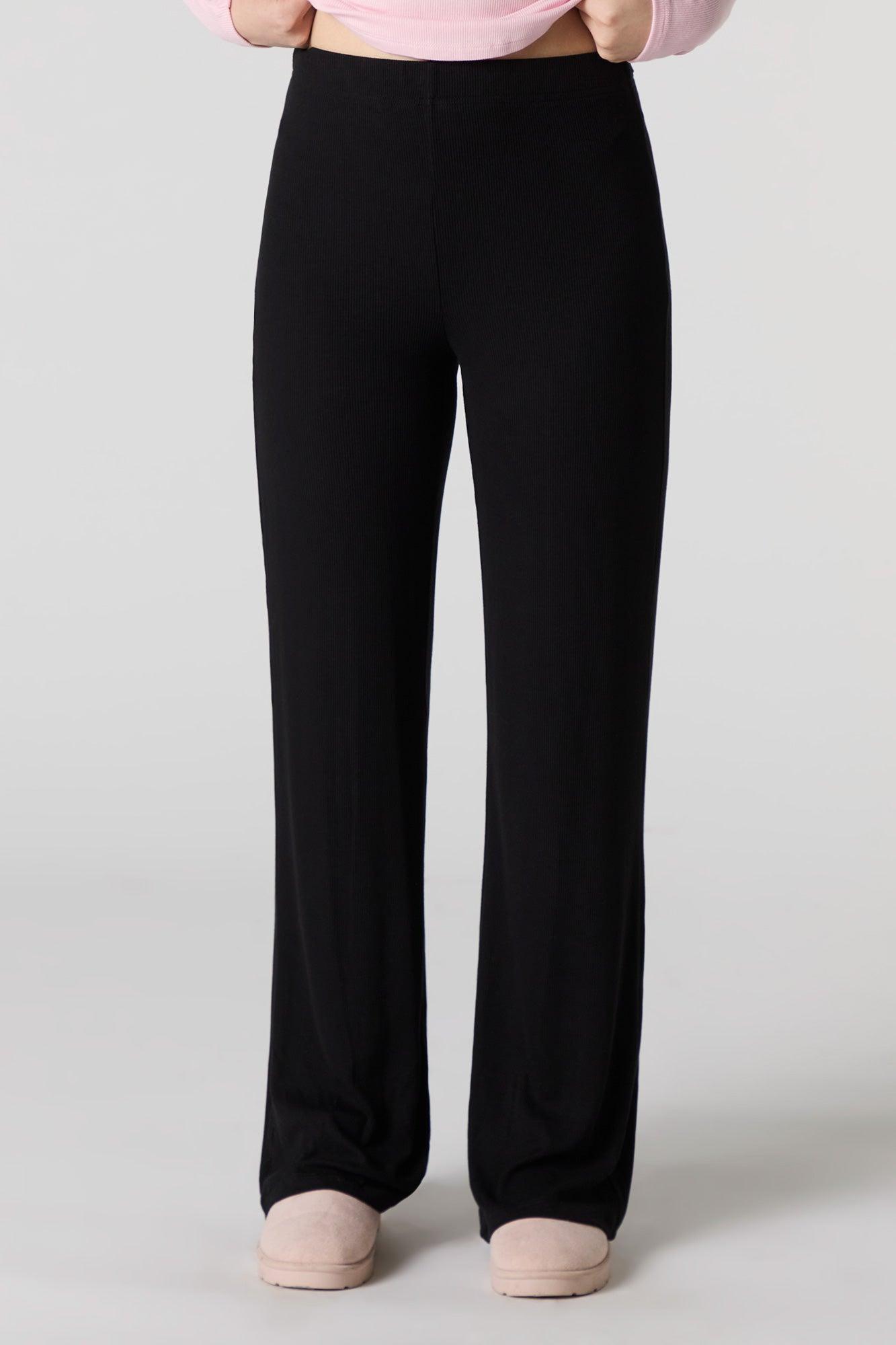 Solid Ribbed Wide Leg Pant Female Product Image