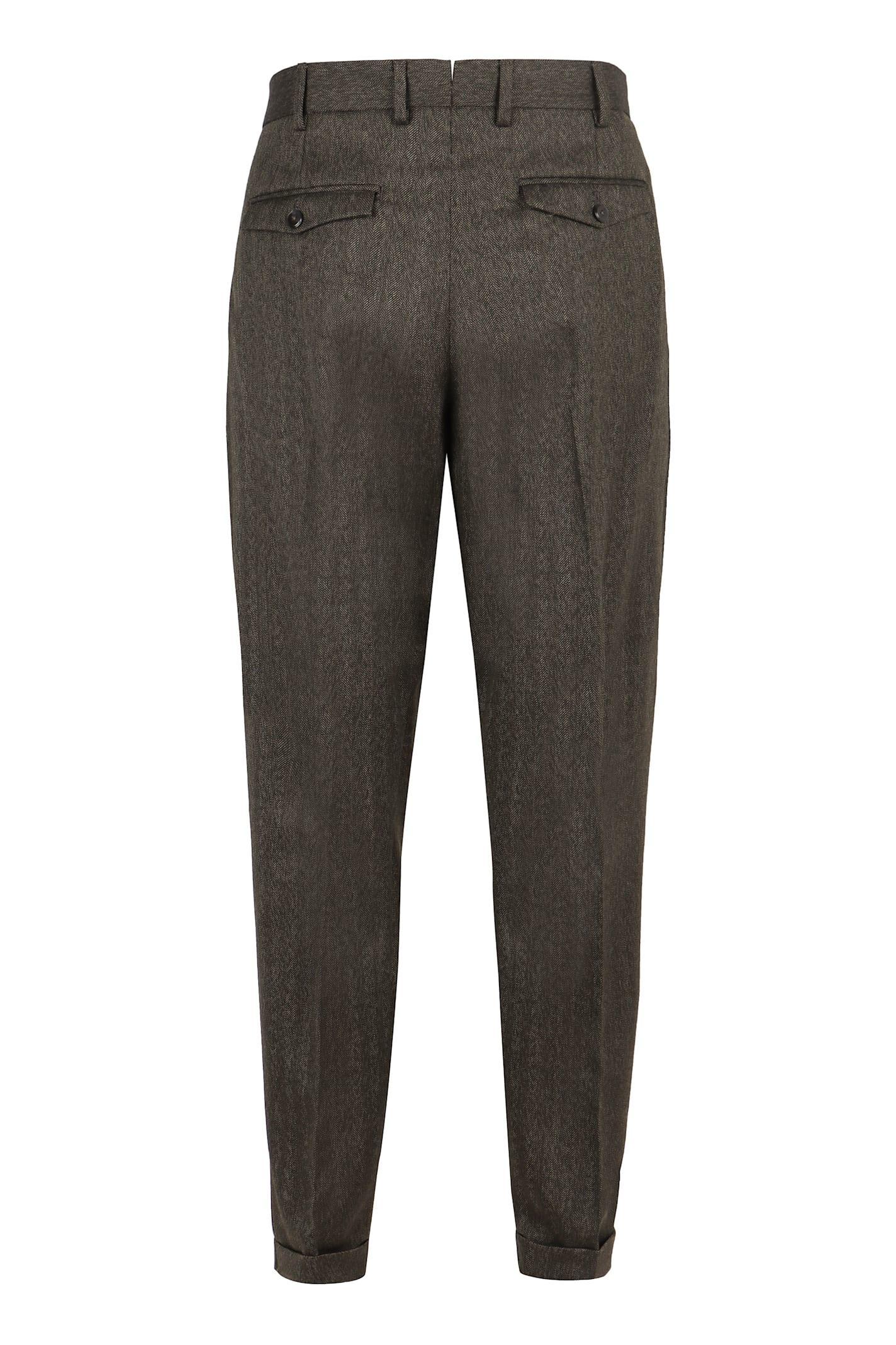 PT TORINO Check-pattern Tapered Trousers In Green Product Image