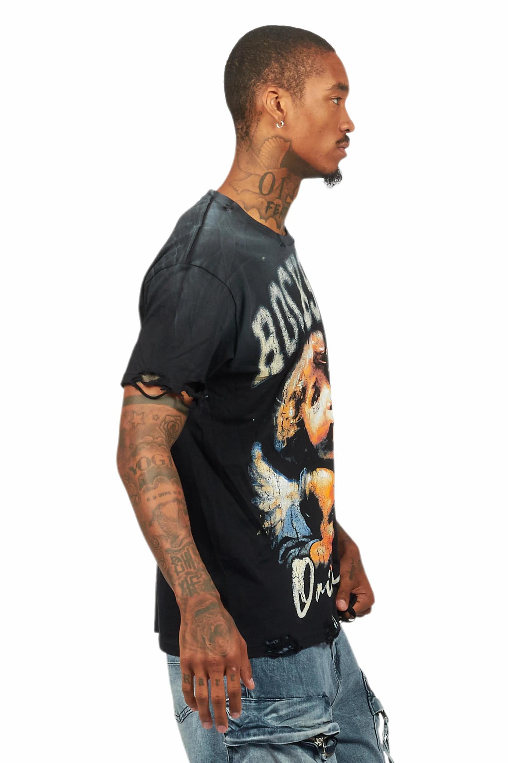 Deiter Black Oversized Graphic T-Shirt Male Product Image