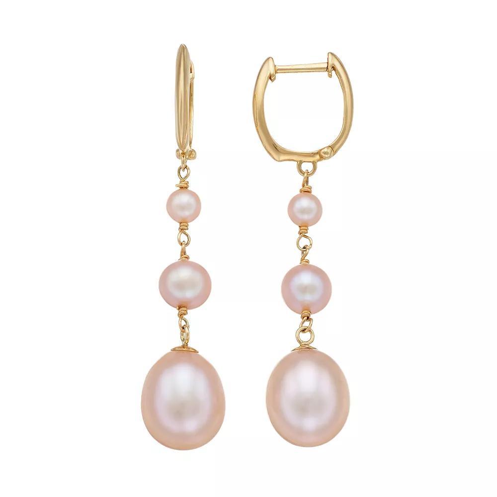 Jewelmak 14k Gold Cultured Freshwater Pearl Graduated Linear Drop Earrings, Women's Product Image