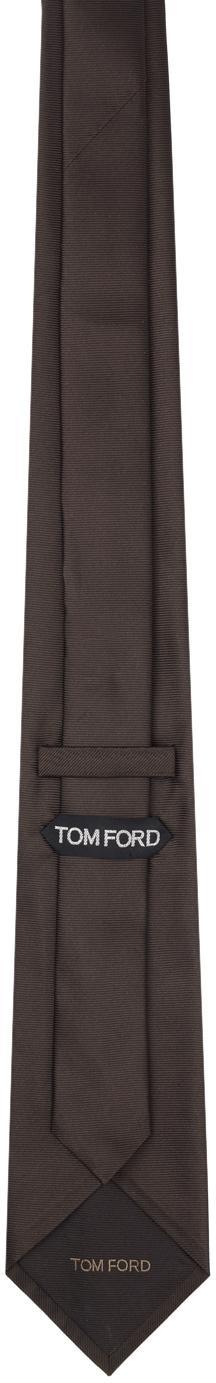 TOM FORD Brown Solid Twill Tie In Pine Cone Product Image