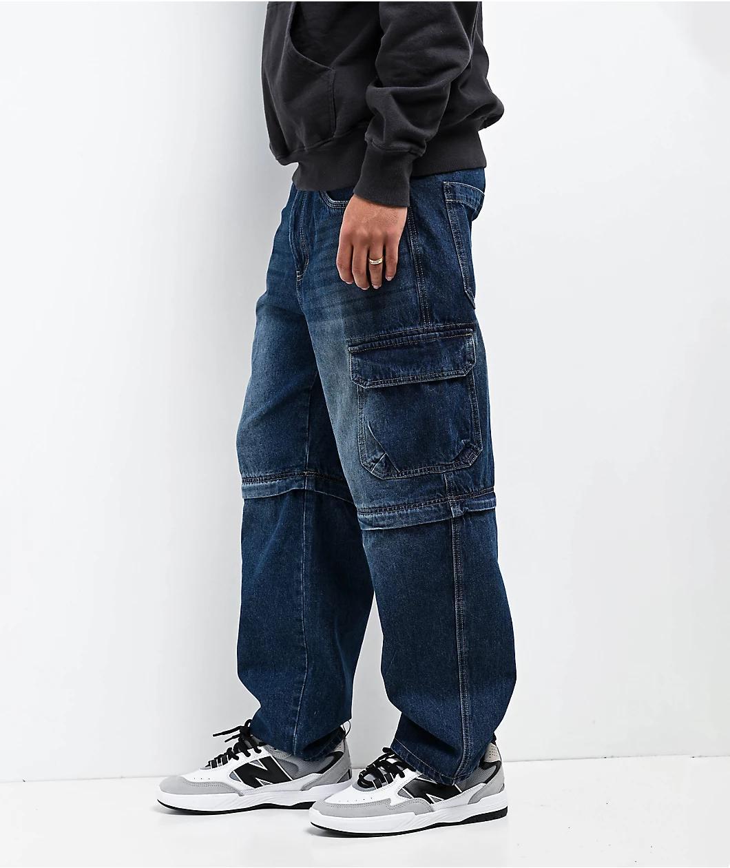 Empyre Blue Zip Off Cargo Denim Skate Jeans Product Image