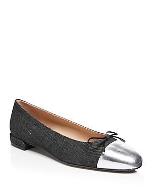 Womens Sleek Bow Leather Ballerina Flats Product Image