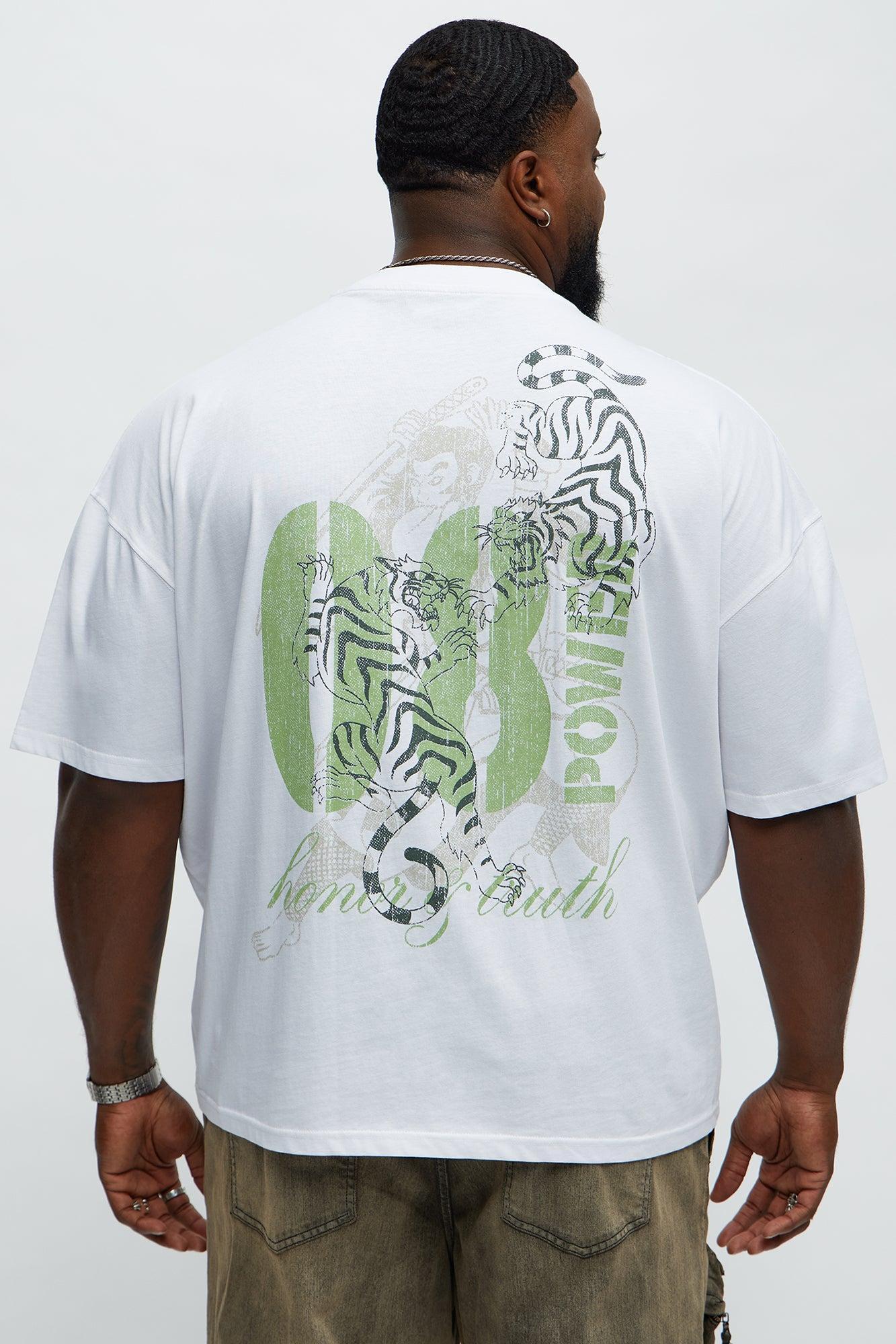 Tiger Power From Within Oversized Short Sleeve Tee - White Product Image