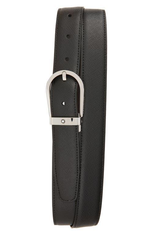 Mens Horseshoe-Buckle Reversible Leather Belt Product Image