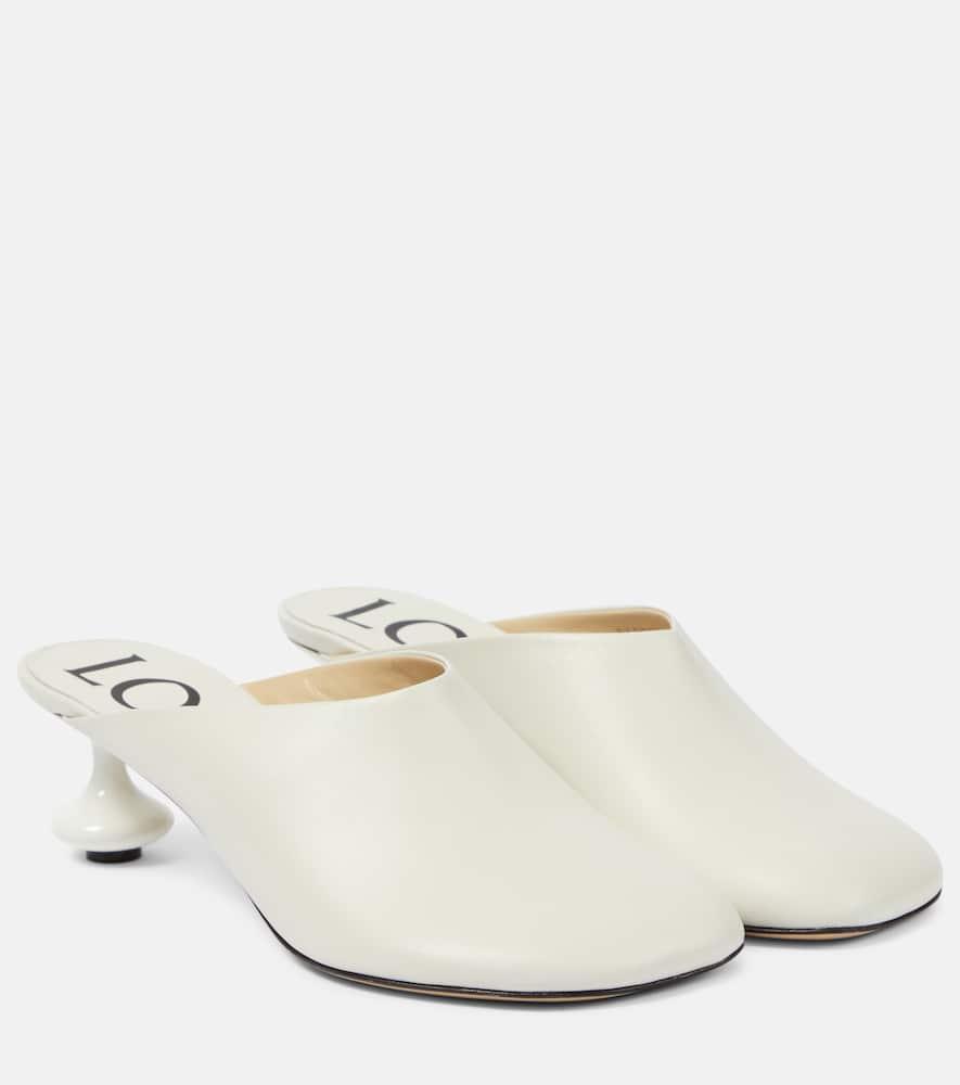 Toy Leather Drop Stiletto Mules In White Product Image