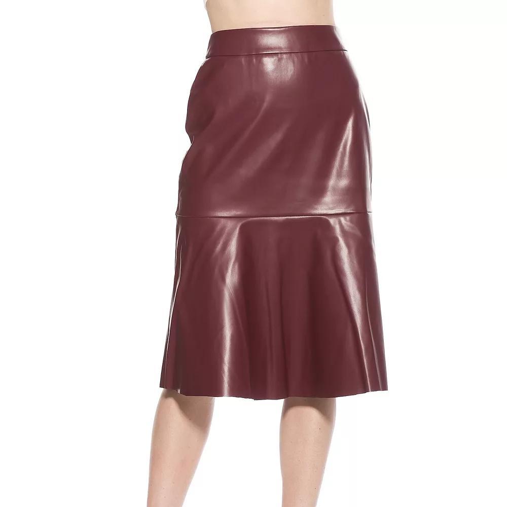 Women's ALEXIA ADMOR Ezra Midi Faux Leather Flared Skirt, Size: Small Product Image