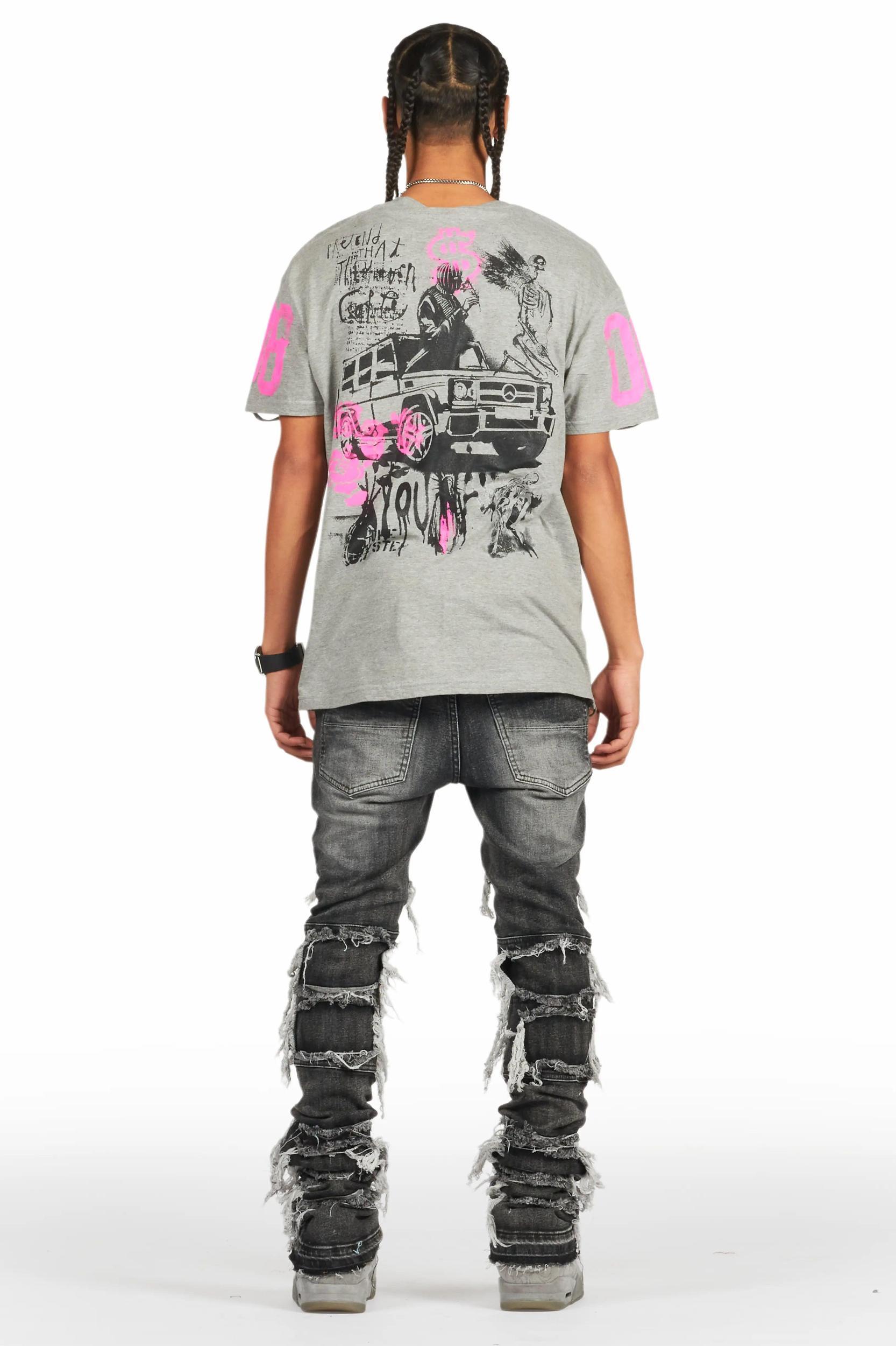 Vasco Grey Stacked Flare Jean Male Product Image