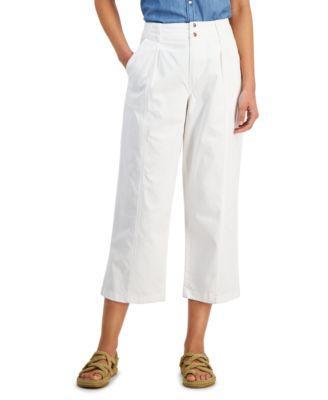 Nautica Jeans Womens Pleated Seamed Cropped Chino Pants Product Image