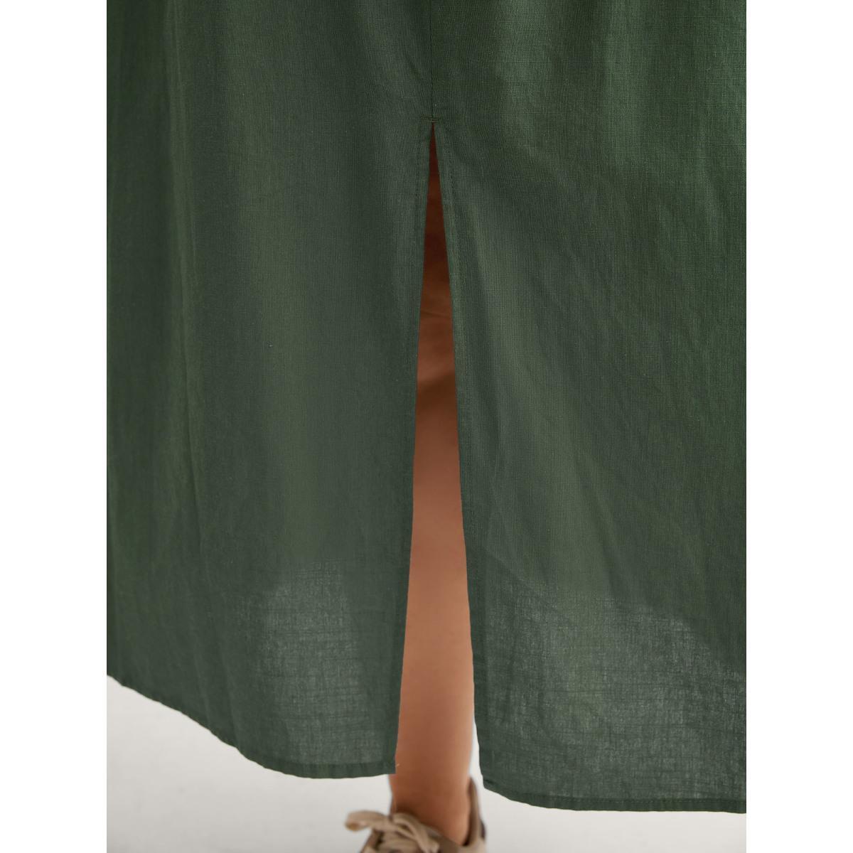 Plus Size Overall Straps Front Slit Pockets Midi Dress Emerald Women Square Neck Sleeveless Curvy BloomChic 22-24/3X Product Image