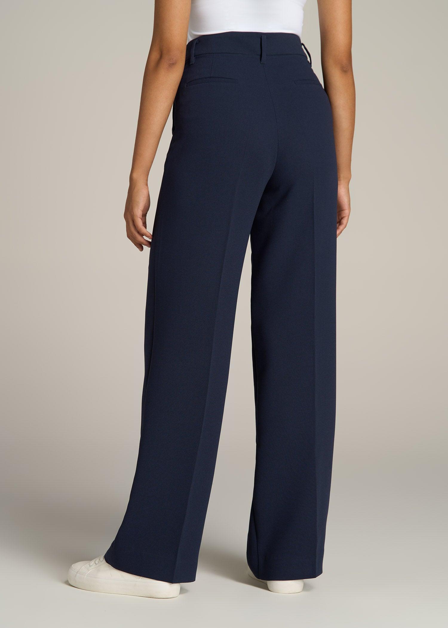 Pleated WIDE Leg Dress Pants for Tall Women in Navy Product Image