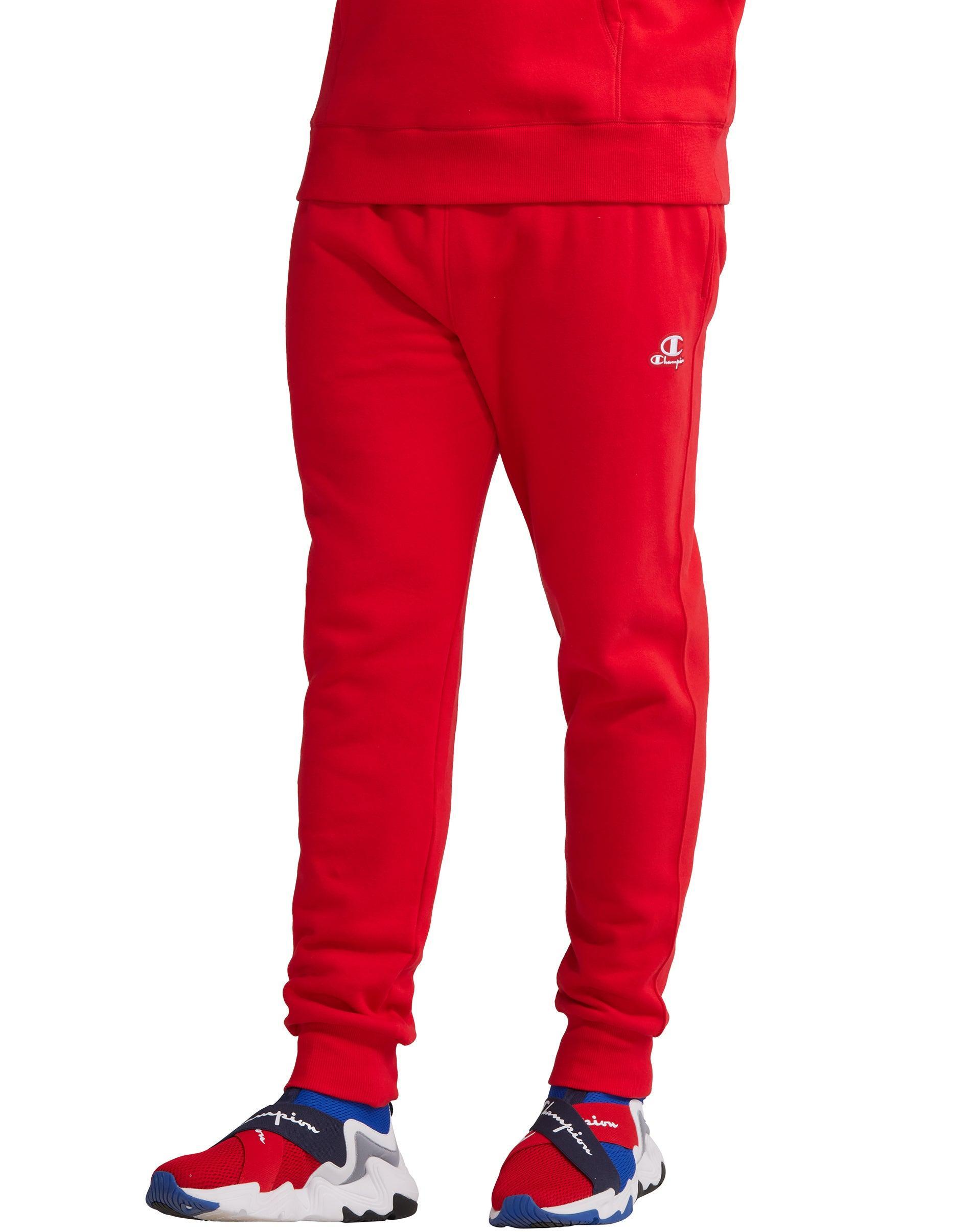 Champion Mens Classic Fleece Pants - White/Burgundy Product Image