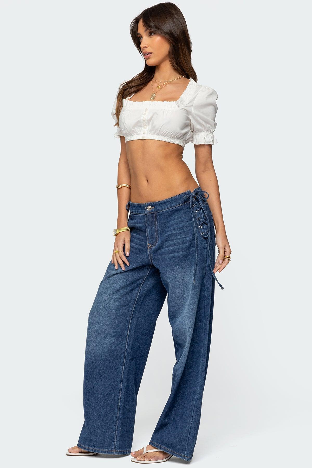 Katt Lace Up Baggy Jeans Product Image