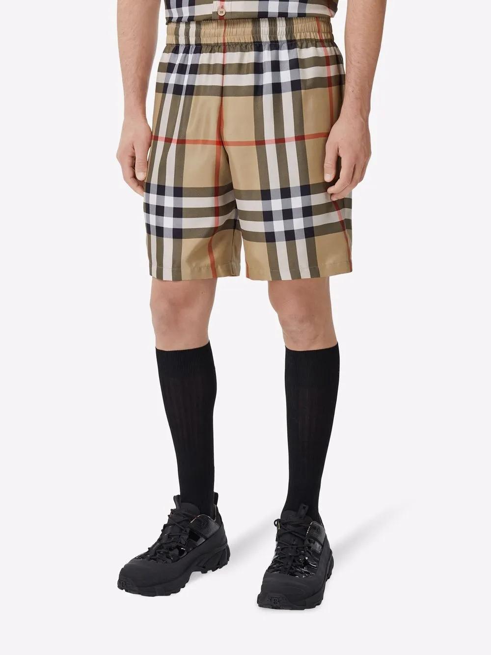 check-print silk shorts Product Image